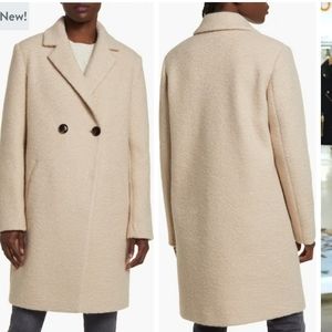Double Breasted Water Repellent Bouclé Tweed Coat